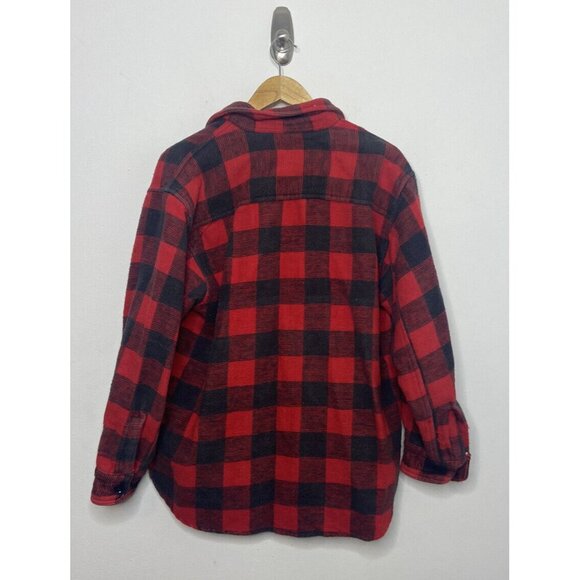 Vintage Open Road Men M Heavy Flannel Buffalo Plaid Button Shirt Shacket - Picture 2 of 6